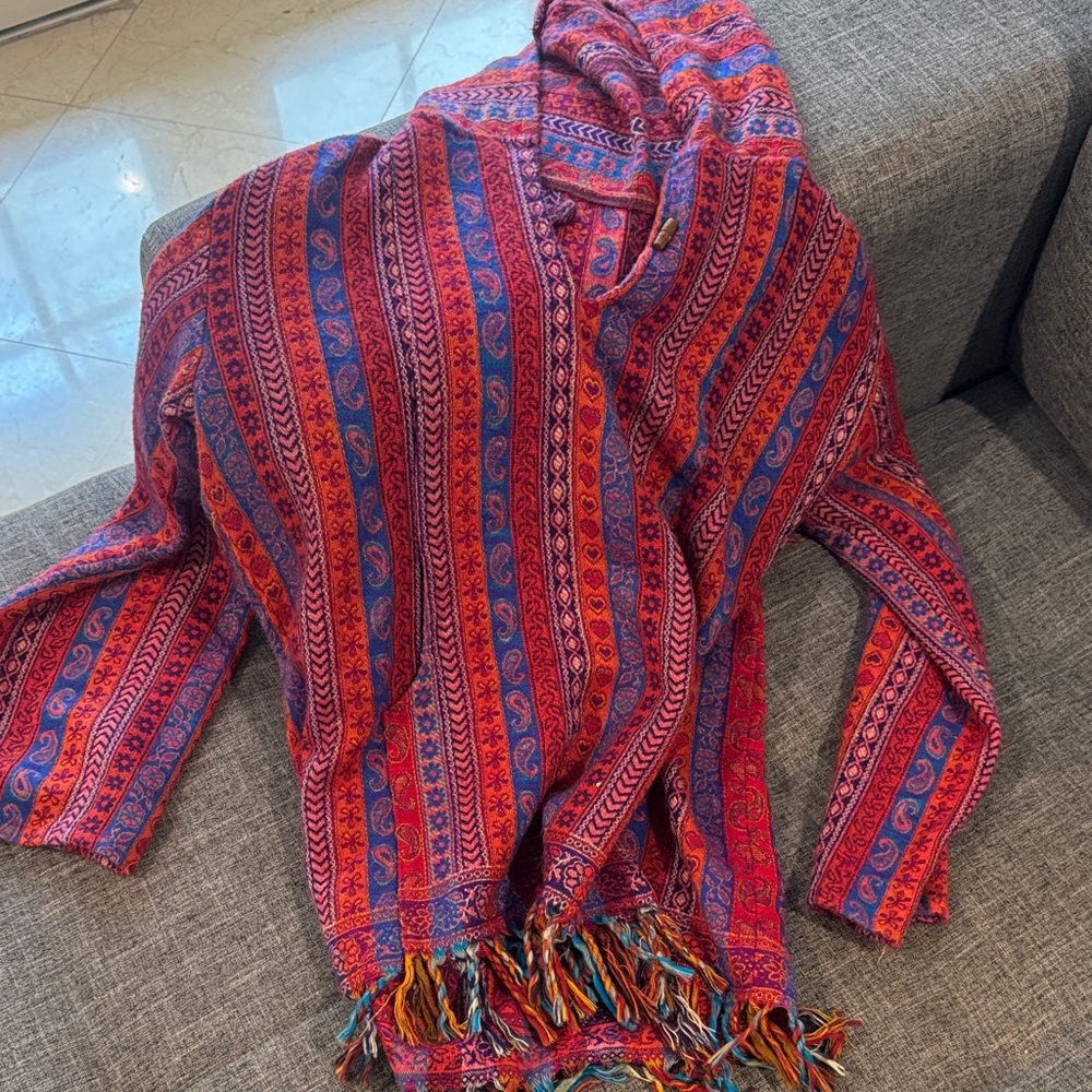 Vibrant Multicolor Hooded Poncho